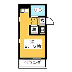 DOMUS西早稲田 ワンルームの間取図画像