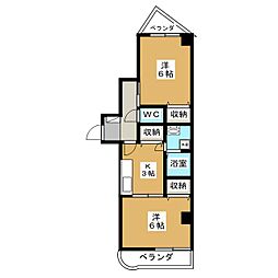 パラディア西早稲田 2Kの間取図画像