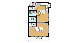 大野ハイツ 1LDKの間取図画像