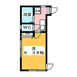 ベルヴェデール南台 2階1Kの間取り