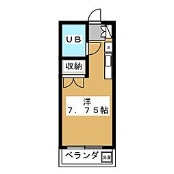 ハイツササキ 3階ワンルームの間取り