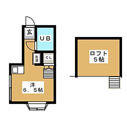 エリム 2階ワンルームの間取り