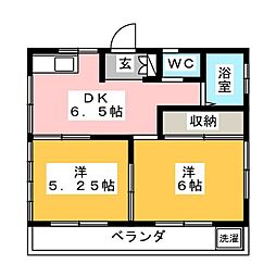 町田マンション 2階2DKの間取り