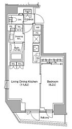 ザ・パークハビオ中野新橋 1LDKの間取図画像