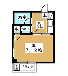 エンゼル宮本 1Kの間取図画像