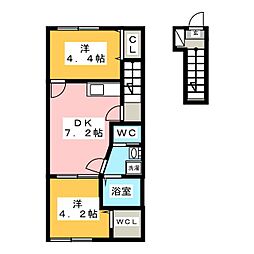 クレスタ浜田山 2DKの間取図画像