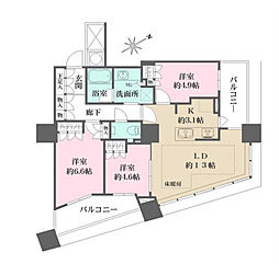 ザ・パークハウス西新宿タワー60 3LDKの間取図画像