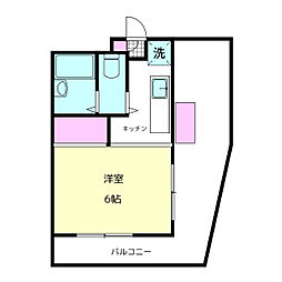 ドミール・タカラ 4階1Kの間取り