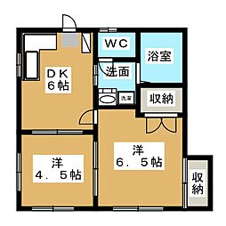 JR総武線 東中野駅 徒歩6分の賃貸アパート 1階2DKの間取り