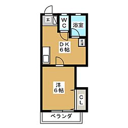 東京メトロ丸ノ内線 新中野駅 徒歩6分の賃貸マンション 2階1DKの間取り