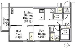 イプセ中野三丁目 2階2LDKの間取り