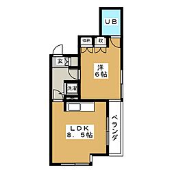JR中央線 中野駅 徒歩9分の賃貸マンション 2階1LDKの間取り