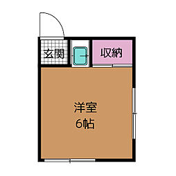 神宮荘 1階ワンルームの間取り