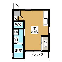 Cアドリーム 2階ワンルームの間取り