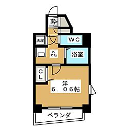 レジディア新中野 5階1Kの間取り