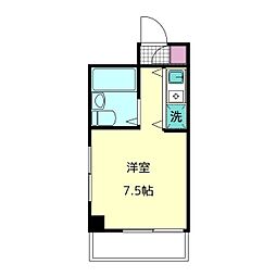 JR総武線 東中野駅 徒歩5分の賃貸マンション 6階ワンルームの間取り