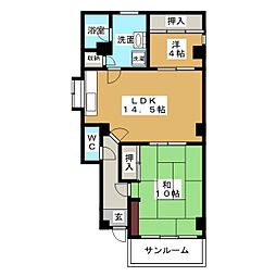 大河原ハイツ 1階1SLDKの間取り