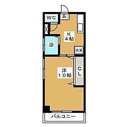 益谷ハイツ 1Kの間取図画像