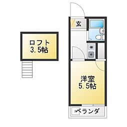 ペンションハウスコスモス21 1Kの間取図画像