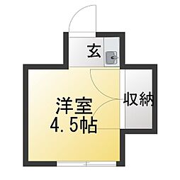 鶴岡荘 ワンルームの間取図画像