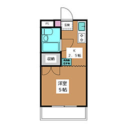 ヴィレッヂ1 1Kの間取図画像