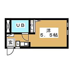 アトリエ 1階ワンルームの間取り