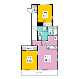 パークサイドレジデンス杉並 3階2LDKの間取り