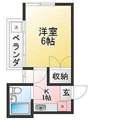 桃井ハイツ 1Kの間取図画像
