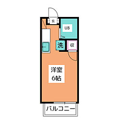 コーポ菊 2階ワンルームの間取り