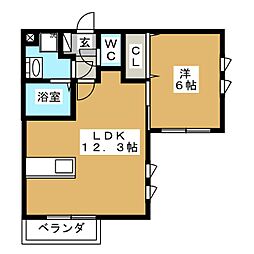フェリーチェ南荻窪 2階1LDKの間取り
