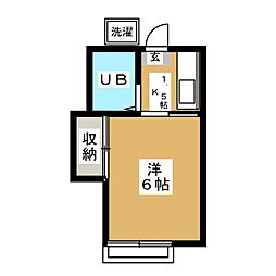 ドミトリー和田 2階1Kの間取り