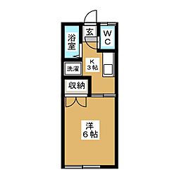 コーポロイド 2階1Kの間取り