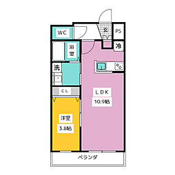 グラン・シャリオ阿佐ヶ谷 2階1LDKの間取り