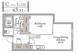 LiveFlat西荻窪 地下1階1LDKの間取り