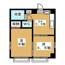 サンシャレイ下井草 1階2DKの間取り