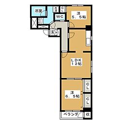 アルカサール 2LDKの間取図画像