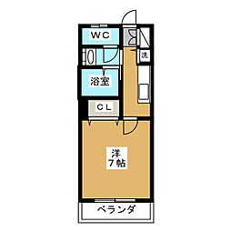 フラットウエル2 1Kの間取図画像