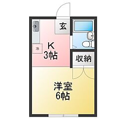 澤地ハイツ ワンルームの間取図画像