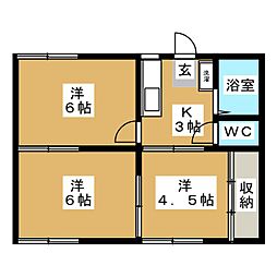 ハイム倖月 3Kの間取図画像