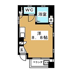 リブラックス光 ワンルームの間取図画像