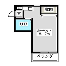 メゾンパティオ 2階ワンルームの間取り