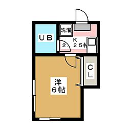 ハイムヤスノ 3階1Kの間取り