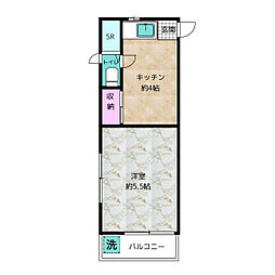 河野ビル 3階1Kの間取り