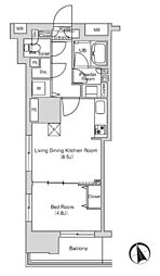 エミリブ鷺ノ宮 2階1LDKの間取り