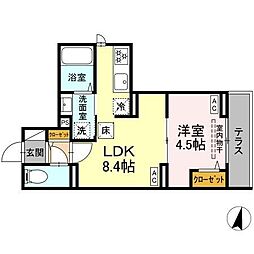 セレスティア若宮 1LDKの間取図画像