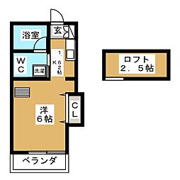 コーポヤマト・グランデ 1階ワンルームの間取り