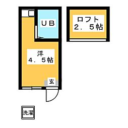 サンライズ阿佐谷A館 ワンルームの間取図画像