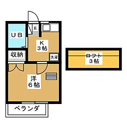 富士マンション 1Kの間取図画像