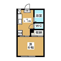 ハイツフレグランス 1Kの間取図画像