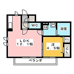 Calm 1階1LDKの間取り